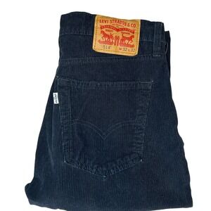 Levi's 514 Straight Corduroy Pants 32x32 Mens Navy Blue Stretch Cords